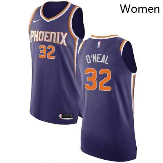 Womens Nike Phoenix Suns 32 Shaquille ONeal Authentic Purple Road NBA Jersey Icon Edition